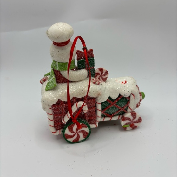 Festive Vintage Gingerbread Train With Snowman Conductor Christmas Ornament - Picture 3 of 3